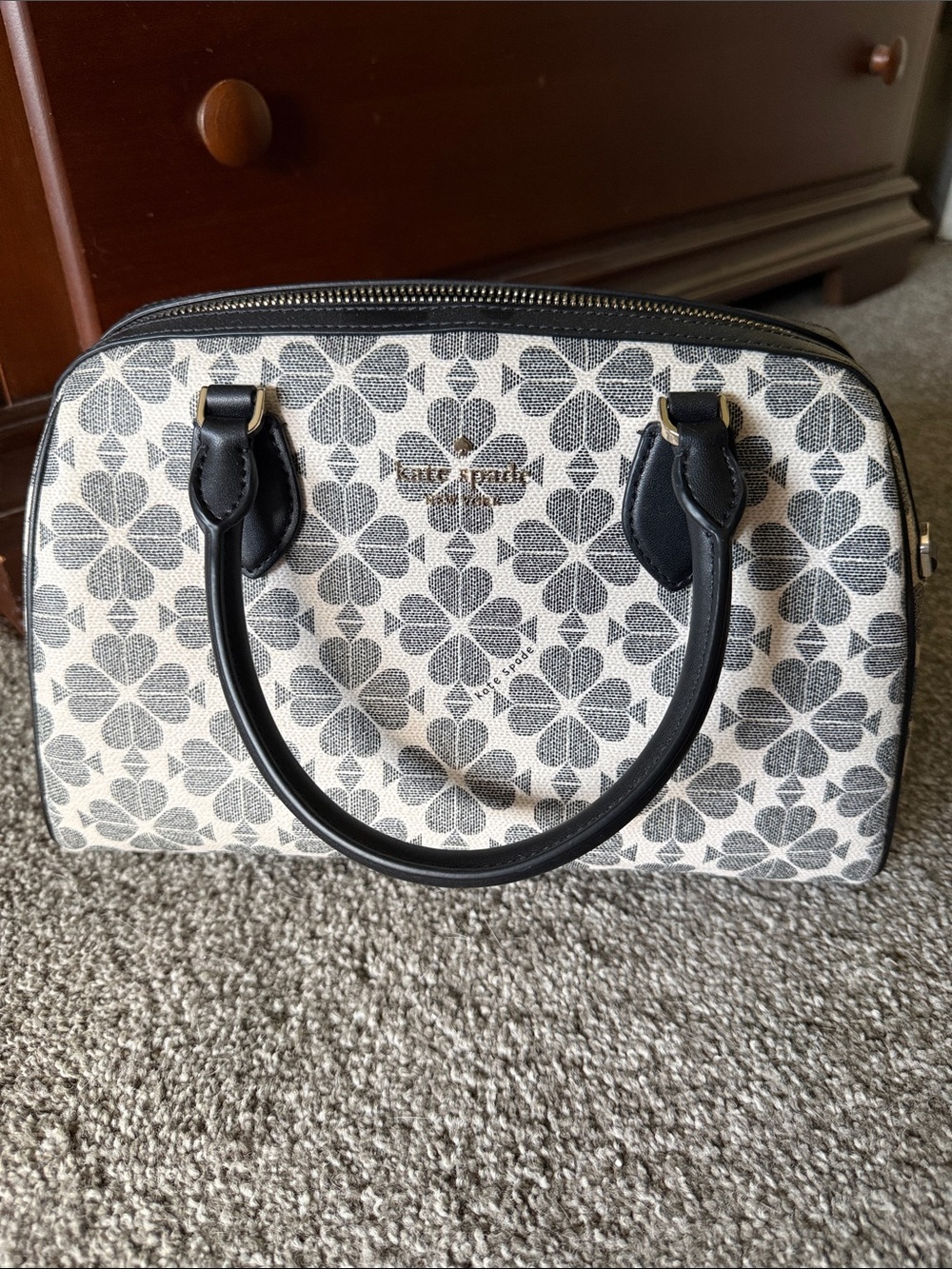 kate spade Black & Cream Floral Dome Satchel